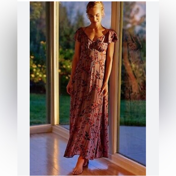 Anthropologie flutter sleeved midi cross back lilac dress. XS - Picture 1 of 12